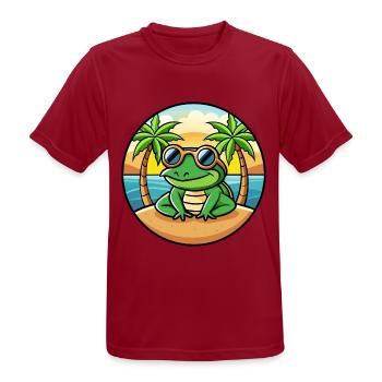 Frosch Lustige Cartoon Sommer Strand Sonnenbrille Aufkleber - Männer T-Shirt atmungsaktiv - Dunkelrot - Vorne - AI Model Male 178 light (178cm)