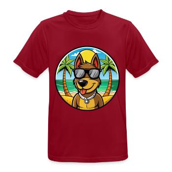 Deutscher Jagdterrier Hunderasse Cartoon Beach - Männer T-Shirt atmungsaktiv - Dunkelrot - Vorne - AI Model Male 178 light (178cm)