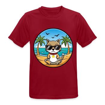 Zypern Katzenrasse Cartoon Sonnenbrille Strand - Männer T-Shirt atmungsaktiv - Dunkelrot - Vorne - AI Model Male 178 light (178cm)