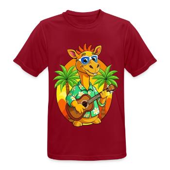Drôle Camel Dessin animé Plage d’été Lunettes de soleil Guitare - T-shirt respirant Homme - rouge foncé - Devant - AI Model Male 178 light (178cm)