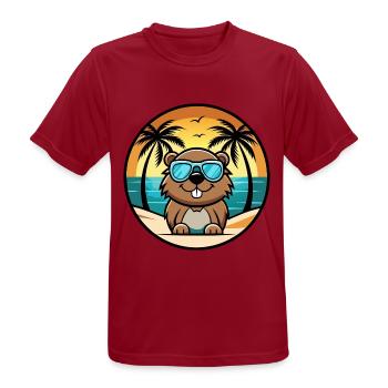 Biber Lustige Cartoon Sommer Strand Sonnenbrille Cool - Männer T-Shirt atmungsaktiv - Dunkelrot - Vorne - AI Model Male 178 light (178cm)