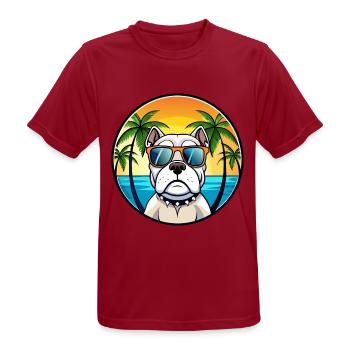 Amerikanische Bulldogge Rasse Cartoon Sonnenbrille Strand - Männer T-Shirt atmungsaktiv - Dunkelrot - Vorne - AI Model Male 178 light (178cm)