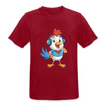 Huhn Lustige Cartoon Figur Kopfhörer Musik - Männer T-Shirt atmungsaktiv - Dunkelrot - Vorne - AI Model Male 178 light (178cm)