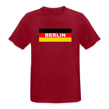 Berliner Stadt in deutscher Flagge - Männer T-Shirt atmungsaktiv - Dunkelrot - Vorne - AI Model Male 178 light (178cm)