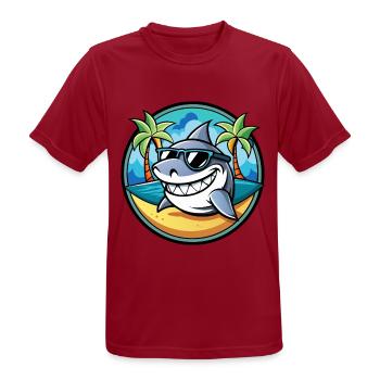 Requin Drôle Dessin Animé Plage D’été Lunettes De Soleil Cool - T-shirt respirant Homme - rouge foncé - Devant - AI Model Male 178 light (178cm)