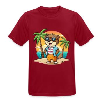Otter Lustige Cartoon Sommer Strand Sonnenbrille - Männer T-Shirt atmungsaktiv - Dunkelrot - Vorne - AI Model Male 178 light (178cm)