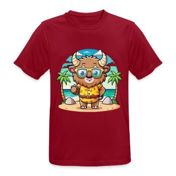 Bison Lustige Cartoon Sommer Strand Sonnenbrille - Männer T-Shirt atmungsaktiv - Dunkelrot - Vorne - AI Model Male 178 light (178cm)