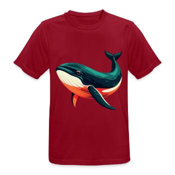 Whale Cartoon Character Colorful Pet Animal - Men's Breathable T-Shirt - dark red - Front - AI Model Male 178 light (178cm)