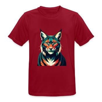 Luchs Zeichentrickfigur Buntes Haustier Tier - Männer T-Shirt atmungsaktiv - Dunkelrot - Vorne - AI Model Male 178 light (178cm)