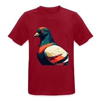 Pigeon Dessin animé Personnage Animal de compagnie coloré - T-shirt respirant Homme - rouge foncé - Devant - AI Model Male 178 light (178cm)