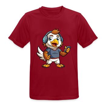 Adler Lustige Zeichentrickfigur Kopfhörer Musik - Männer T-Shirt atmungsaktiv - Dunkelrot - Vorne - AI Model Male 178 light (178cm)