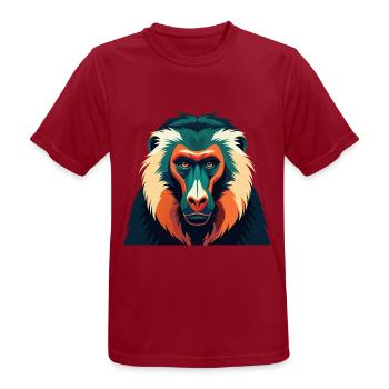 Baboon Cartoon Character Colorful Pet Animal - Men's Breathable T-Shirt - dark red - Front - AI Model Male 178 light (178cm)