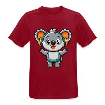 Koala Lustige Zeichentrickfigur Kopfhörer Musik - Männer T-Shirt atmungsaktiv - Dunkelrot - Vorne - AI Model Male 178 light (178cm)