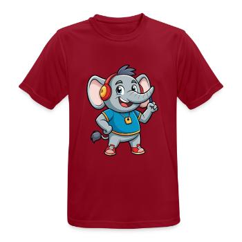 Elefant Lustige Zeichentrickfigur Kopfhörer Musik - Männer T-Shirt atmungsaktiv - Dunkelrot - Vorne - AI Model Male 178 light (178cm)