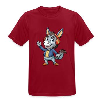 Esel Lustige Cartoon Figur Kopfhörer Musik - Männer T-Shirt atmungsaktiv - Dunkelrot - Vorne - AI Model Male 178 light (178cm)