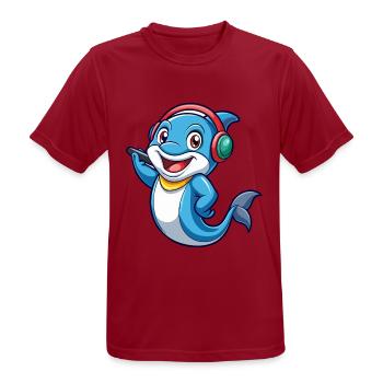 Delfin Lustige Zeichentrickfigur Kopfhörer Musik - Männer T-Shirt atmungsaktiv - Dunkelrot - Vorne - AI Model Male 178 light (178cm)