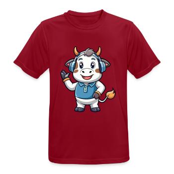 Kuh Lustige Cartoon Figur Kopfhörer Musik - Männer T-Shirt atmungsaktiv - Dunkelrot - Vorne - AI Model Male 178 light (178cm)