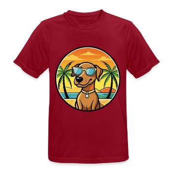 Vizsla Dog Breed Cartoon Sunglasses Beach - Men's Breathable T-Shirt - dark red - Front - AI Model Male 178 light (178cm)