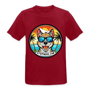 Stephens Cur Hunderasse Cartoon Sonnenbrille Strand - Männer T-Shirt atmungsaktiv - Dunkelrot - Vorne - AI Model Male 178 light (178cm)