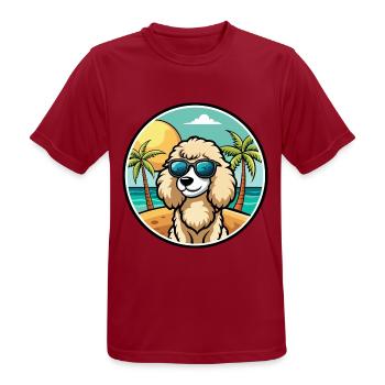 Pudel Hund Rasse Cartoon Sonnenbrille Strand - Männer T-Shirt atmungsaktiv - Dunkelrot - Vorne - AI Model Male 178 light (178cm)