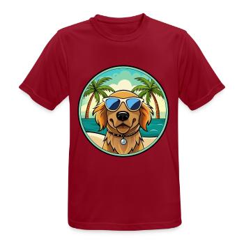 Picardy Spaniel Dog Breed Cartoon Sunglasses Beach - Men's Breathable T-Shirt - dark red - Front - AI Model Male 178 light (178cm)