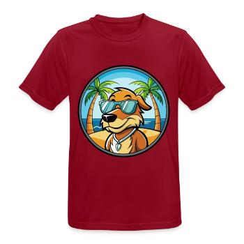 Poitevin Hound Hund Rasse Cartoon Sonnenbrille Strand - Männer T-Shirt atmungsaktiv - Dunkelrot - Vorne - AI Model Male 178 light (178cm)