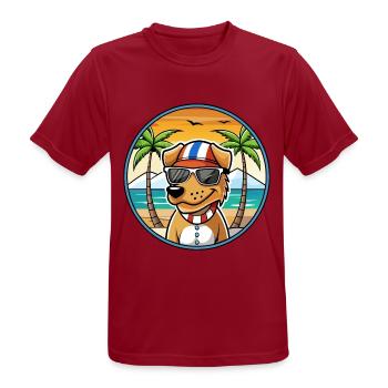 Norwegischer Windhund Dunker Hunderasse Cartoon Strand - Männer T-Shirt atmungsaktiv - Dunkelrot - Vorne - AI Model Male 178 light (178cm)