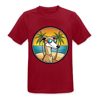 Alter kroatischer Windhund Hunderasse Cartoon Strand - Männer T-Shirt atmungsaktiv - Dunkelrot - Vorne - AI Model Male 178 light (178cm)
