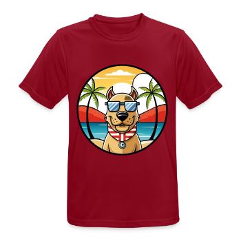 Norwegischer Windhund Rasse Cartoon Sonnenbrille Strand - Männer T-Shirt atmungsaktiv - Dunkelrot - Vorne - AI Model Male 178 light (178cm)