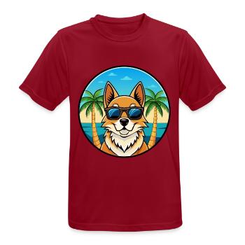 Nordic Spitz Hunderasse Cartoon Sonnenbrille Strand - Männer T-Shirt atmungsaktiv - Dunkelrot - Vorne - AI Model Male 178 light (178cm)