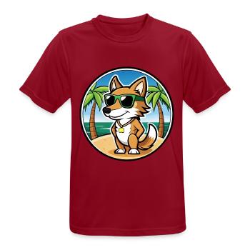 Italienisch Volpino Hund Rasse Cartoon Sonnenbrille Strand - Männer T-Shirt atmungsaktiv - Dunkelrot - Vorne - AI Model Male 178 light (178cm)