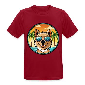 Lucas Terrier Hunderasse Cartoon Sonnenbrille Strand - Männer T-Shirt atmungsaktiv - Dunkelrot - Vorne - AI Model Male 178 light (178cm)