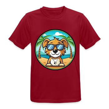 Kyi Leo Hunderasse Cartoon Sonnenbrille Strand - Männer T-Shirt atmungsaktiv - Dunkelrot - Vorne - AI Model Male 178 light (178cm)