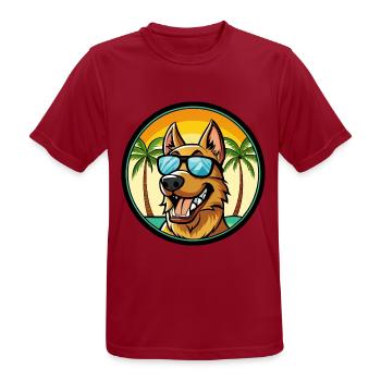 Deutscher Windhund Rasse Cartoon Sonnenbrille Strand - Männer T-Shirt atmungsaktiv - Dunkelrot - Vorne - AI Model Male 178 light (178cm)