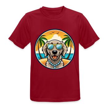 Flach beschichtete Retriever Hunderasse Cartoon Sonnenbrille - Männer T-Shirt atmungsaktiv - Dunkelrot - Vorne - AI Model Male 178 light (178cm)