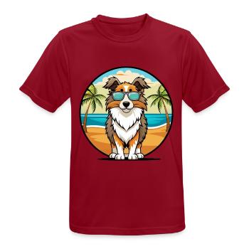 Berger anglais Chien Race Dessin Animé Lunettes De Soleil Plage - T-shirt respirant Homme - rouge foncé - Devant - AI Model Male 178 light (178cm)