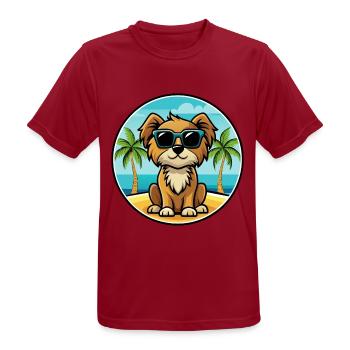 Englische Spielzeug Spaniel Hund Rasse Cartoon Sonnenbrille - Männer T-Shirt atmungsaktiv - Dunkelrot - Vorne - AI Model Male 178 light (178cm)