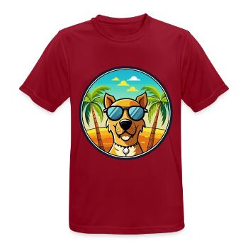 Dänische Broholmer Hunderasse Cartoon Sonnenbrille Strand - Männer T-Shirt atmungsaktiv - Dunkelrot - Vorne - AI Model Male 178 light (178cm)