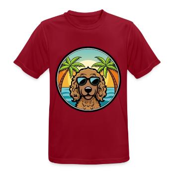 Lockig Beschichtet Retriever Hunderasse Cartoon Strand - Männer T-Shirt atmungsaktiv - Dunkelrot - Vorne - AI Model Male 178 light (178cm)
