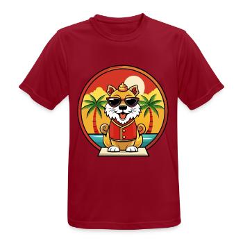 Chinesische kaiserliche Hunderasse Cartoon Sonnenbrille Strand - Männer T-Shirt atmungsaktiv - Dunkelrot - Vorne - AI Model Male 178 light (178cm)