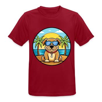 Broholmer Hunderasse Cartoon Sonnenbrille Strand - Männer T-Shirt atmungsaktiv - Dunkelrot - Vorne - AI Model Male 178 light (178cm)