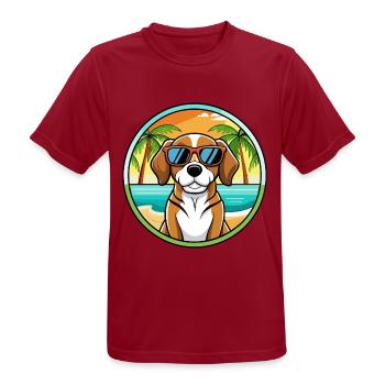 Beagle Harrier Hunderasse Cartoon Sonnenbrille Strand - Männer T-Shirt atmungsaktiv - Dunkelrot - Vorne - AI Model Male 178 light (178cm)