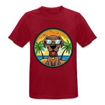 Bayerischer Berghund Hunderasse Cartoon Beach - Männer T-Shirt atmungsaktiv - Dunkelrot - Vorne - AI Model Male 178 light (178cm)