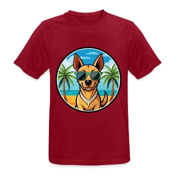 Andalusischer Windhund Rasse Cartoon Sonnenbrille Strand - Männer T-Shirt atmungsaktiv - Dunkelrot - Vorne - AI Model Male 178 light (178cm)