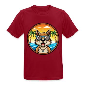 Volpino Italiano Hunderasse Cartoon Sonnenbrille Strand - Männer T-Shirt atmungsaktiv - Dunkelrot - Vorne - AI Model Male 178 light (178cm)