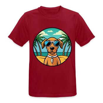Vizsla Dog Breed Cartoon Sunglasses Beach - Men's Breathable T-Shirt - dark red - Front - AI Model Male 178 light (178cm)