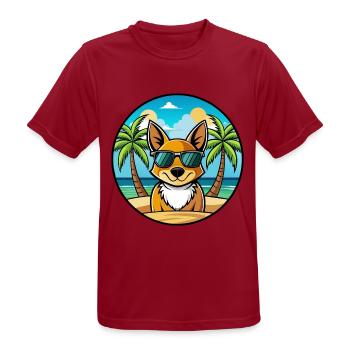 St Miguel Cattle Dog Rasse Cartoon Sonnenbrille Strand - Männer T-Shirt atmungsaktiv - Dunkelrot - Vorne - AI Model Male 178 light (178cm)