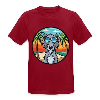 Lunettes de soleil écossaises Deerhound Dog Breed Cartoon - T-shirt respirant Homme - rouge foncé - Devant - AI Model Male 178 light (178cm)