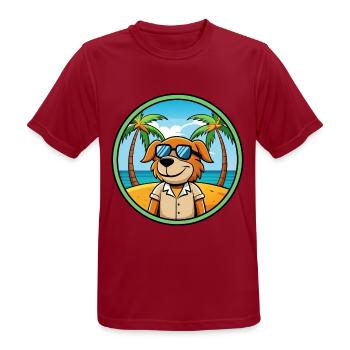 Poitevin Hound Hund Rasse Cartoon Sonnenbrille Strand - Männer T-Shirt atmungsaktiv - Dunkelrot - Vorne - AI Model Male 178 light (178cm)