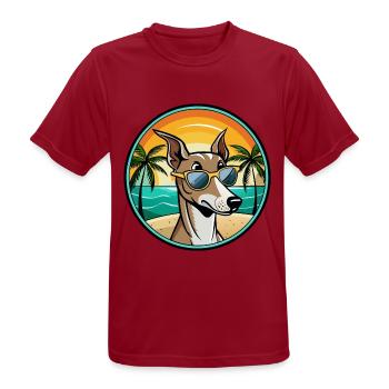 Polnischer Windhund Hund Rasse Cartoon Sonnenbrille Strand - Männer T-Shirt atmungsaktiv - Dunkelrot - Vorne - AI Model Male 178 light (178cm)
